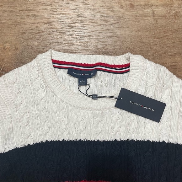 NWT Tommy Hilfiger Flag Colorblocked Cotton Cable-knit sweater - Picture 5 of 6